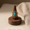 Turquoise Oval Stone Bohemian Ring — Vintage Copper Tone, Adjustable
