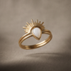 Sunburst Mother-of-Pearl Ring — Gold-Tone Stainless Steel, Adjustable