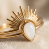 Sunburst Mother-of-Pearl Ring — Gold-Tone Stainless Steel, Adjustable