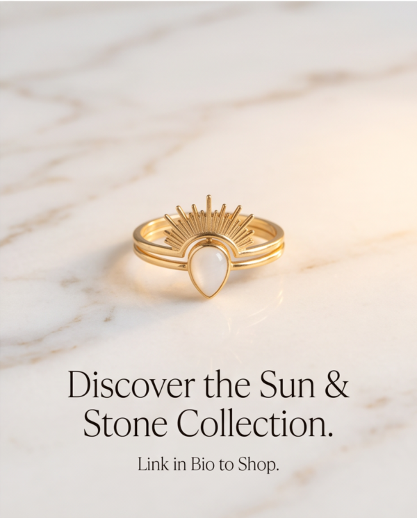 Sunburst Mother-of-Pearl Ring — Gold-Tone Stainless Steel, Adjustable