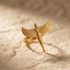 Winged Isis Goddess Ring — Pharaonic Gold-Tone Stainless Steel, Open Adjustable