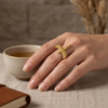 Winged Isis Goddess Ring — Pharaonic Gold-Tone Stainless Steel, Open Adjustable
