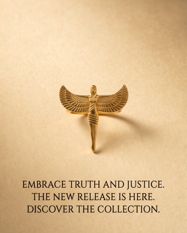 Winged Isis Goddess Ring — Pharaonic Gold-Tone Stainless Steel, Open Adjustable