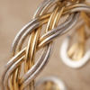 Two-Tone Braided Wide Band Ring — Gold & Silver Stainless Steel, Adjustable