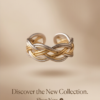 Two-Tone Braided Wide Band Ring — Gold & Silver Stainless Steel, Adjustable