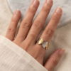 Two-Tone Four-Leaf Clover Band Ring — Gold & Silver Stainless Steel, Adjustable