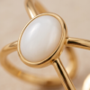 Oval Mother-of-Pearl Double-Band Ring — Gold-Tone Stainless Steel, Adjustable