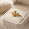 Leaf Wrap Ring with Crystal Accents — Gold-Tone Stainless Steel, Adjustable