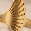 Seashell Signet Ring — Gold-Tone Stainless Steel, Sculpted Fan Design