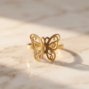 Openwork Butterfly Ring — Gold-Tone Stainless Steel, Filigree Design