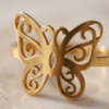 Openwork Butterfly Ring — Gold-Tone Stainless Steel, Filigree Design