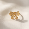 Openwork Butterfly Ring — Gold-Tone Stainless Steel, Filigree Design
