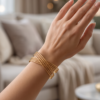 Multi-Strand Twisted Cable Cuff Bracelet — Gold-Tone Stainless Steel, Open Design