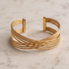 Multi-Strand Twisted Cable Cuff Bracelet — Gold-Tone Stainless Steel, Open Design