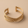 Multi-Strand Twisted Cable Cuff Bracelet — Gold-Tone Stainless Steel, Open Design