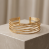 Multi-Strand Arm Cuff Armlet — Gold-Tone Stainless Steel, Adjustable