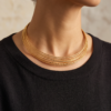 Multi-Strand Collar Necklace — Gold-Tone Stainless Steel, Layered Choker