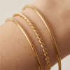 Thin Stacking Cuff Bracelet Set (3 Pieces) — Gold-Tone Stainless Steel, Open Bangles