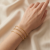 Thin Stacking Cuff Bracelet Set (3 Pieces) — Gold-Tone Stainless Steel, Open Bangles