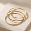 Thin Stacking Cuff Bracelet Set (3 Pieces) — Gold-Tone Stainless Steel, Open Bangles