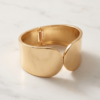 Wide Polished Hinged Cuff Bracelet — Gold-Tone Stainless Steel, Minimalist