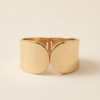 Wide Polished Hinged Cuff Bracelet — Gold-Tone Stainless Steel, Minimalist