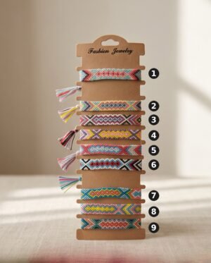 Woven Friendship Bracelet — Bohemian Braided Cord, Adjustable (Sold Individually)