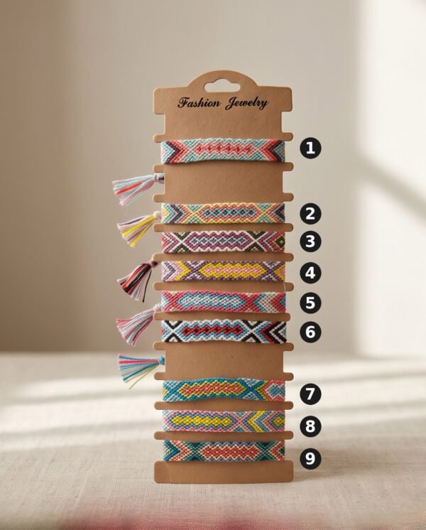 Woven Friendship Bracelet — Bohemian Braided Cord, Adjustable (Sold Individually)