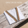 Embroidered Trim Beach Cover-Up Dress — White Chiffon with Aztec Detail