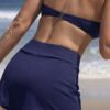Wrap Swim Skirt with Built-In Shorts — Navy High-Waisted Skirted Bikini Bottom