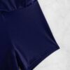 Wrap Swim Skirt with Built-In Shorts — Navy High-Waisted Skirted Bikini Bottom