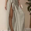 Wrap Maxi Beach Cover-Up Skirt — Sage Green, Side Tie Sarong