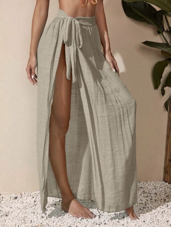 Wrap Maxi Beach Cover-Up Skirt — Sage Green, Side Tie Sarong