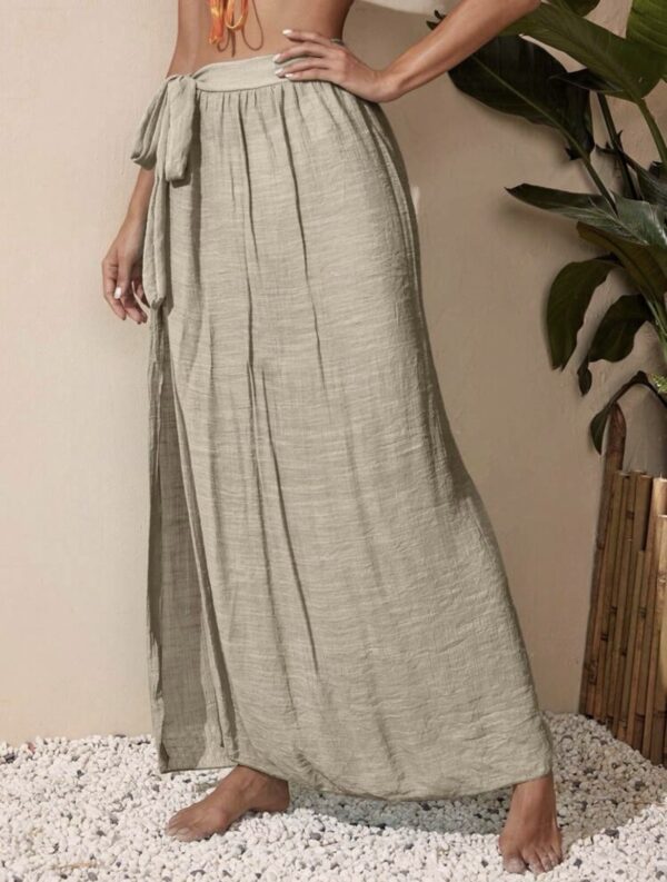 Wrap Maxi Beach Cover-Up Skirt — Sage Green, Side Tie Sarong