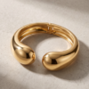 Chunky Dome Cuff Bracelet — Gold-Tone Stainless Steel, Hinged Spring Opening