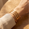 Flat Bangle Bracelet Set (3 Pieces) — Gold-Tone Stainless Steel, Minimalist Stack