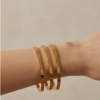 Flat Bangle Bracelet Set (3 Pieces) — Gold-Tone Stainless Steel, Minimalist Stack