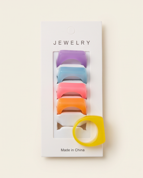 img_1449 Chunky Square Acrylic Ring — Bright Resin Statement Band (Sold Individually)
