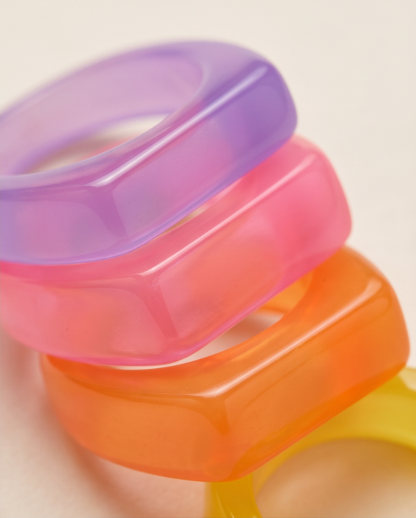 img_1450 Chunky Square Acrylic Ring — Bright Resin Statement Band (Sold Individually)
