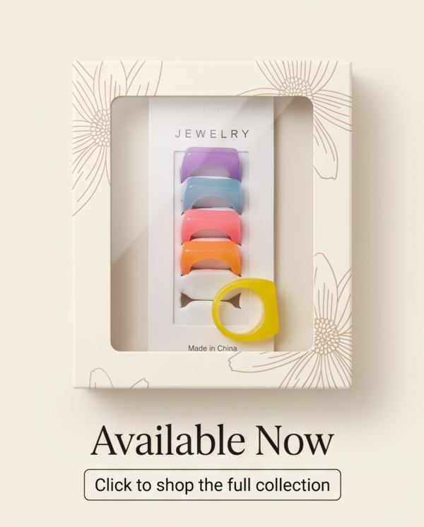 img_1452 Chunky Square Acrylic Ring — Bright Resin Statement Band (Sold Individually)