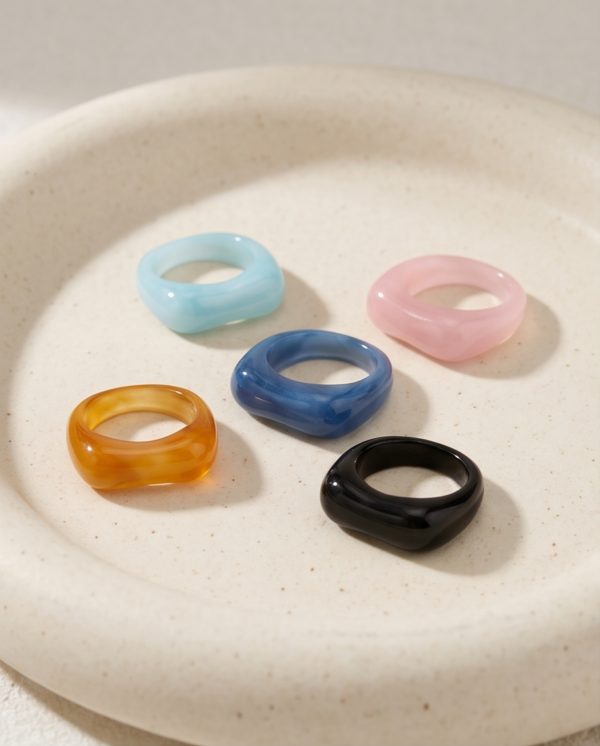 img_1453 Chunky Marbled Resin Ring — Glossy Acrylic Band (Sold Individually)