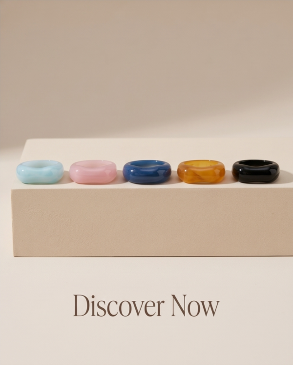 img_1456 Chunky Marbled Resin Ring — Glossy Acrylic Band (Sold Individually)