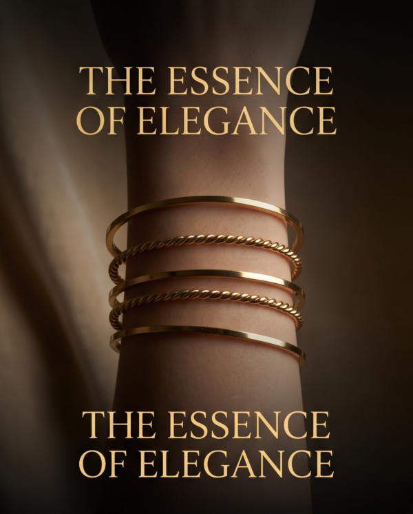 img_1457 Slim Bangle Bracelet Set (6 Pieces) — Gold-Tone Stainless Steel, Smooth & Twisted Stack