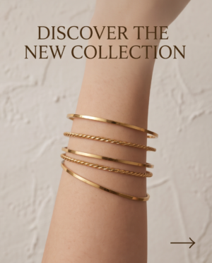 Slim Bangle Bracelet Set (6 Pieces) — Gold-Tone Stainless Steel, Smooth & Twisted Stack