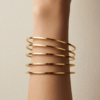 Slim Flat Bangle Bracelets — Gold-Tone Stainless Steel (Sold in Pairs)