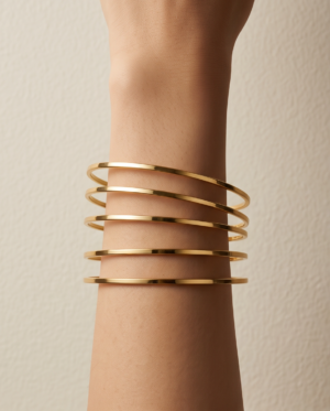 Slim Flat Bangle Bracelets — Gold-Tone Stainless Steel (Sold in Pairs)