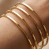 Slim Flat Bangle Bracelets — Gold-Tone Stainless Steel (Sold in Pairs)