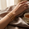 Slim Flat Bangle Bracelets — Gold-Tone Stainless Steel (Sold in Pairs)