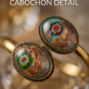 Vintage Murano-Style Millefiori Cuff Bracelet — Antique Gold Open Bangle