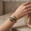 Vintage Murano-Style Millefiori Cuff Bracelet — Antique Gold Open Bangle